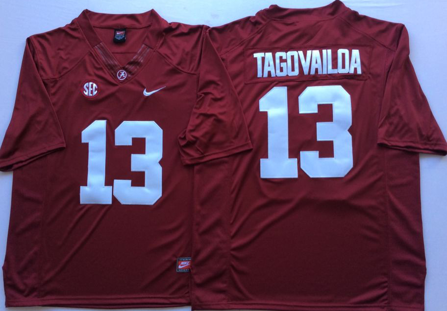 Men Alabama Crimson Tide #13 Tagovailoa Red Nike NCAA Jerseys